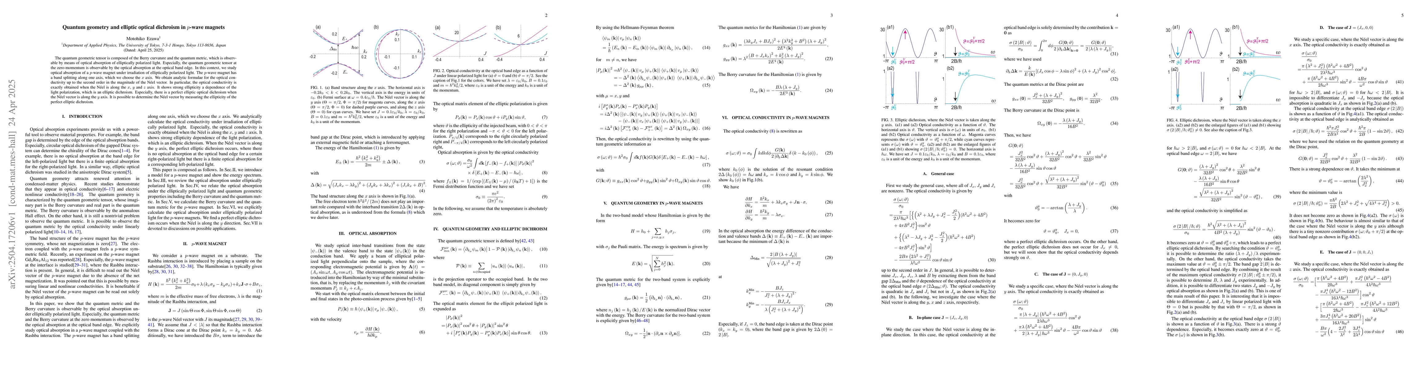 Thumbnail for Quantum geometry and elliptic optical dichroism in $p$-wave magnets