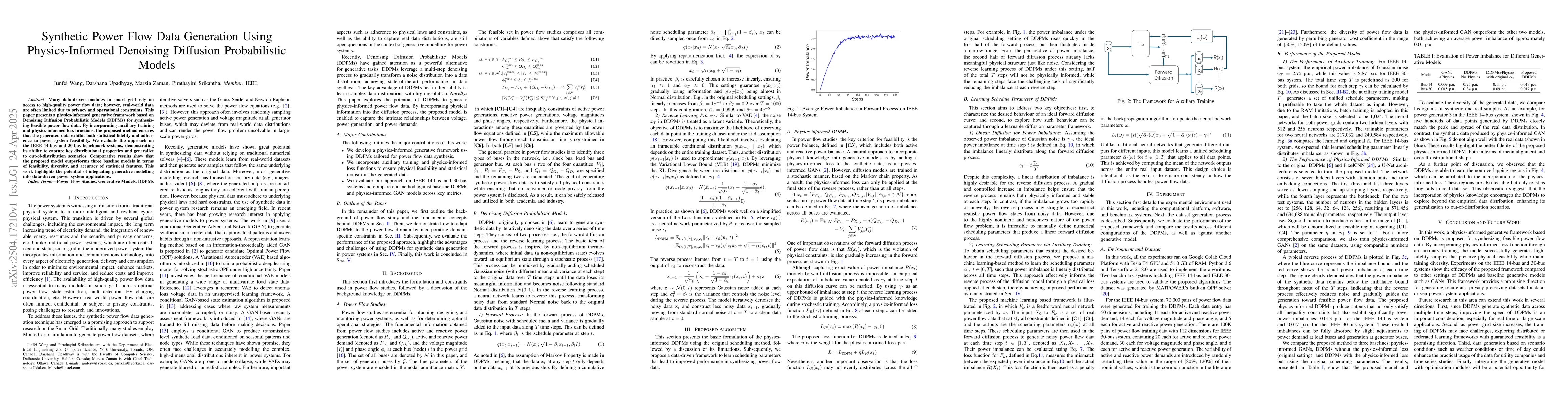 Thumbnail for Synthetic Power Flow Data Generation Using Physics-Informed Denoising
  Diffusion Probabilistic Models