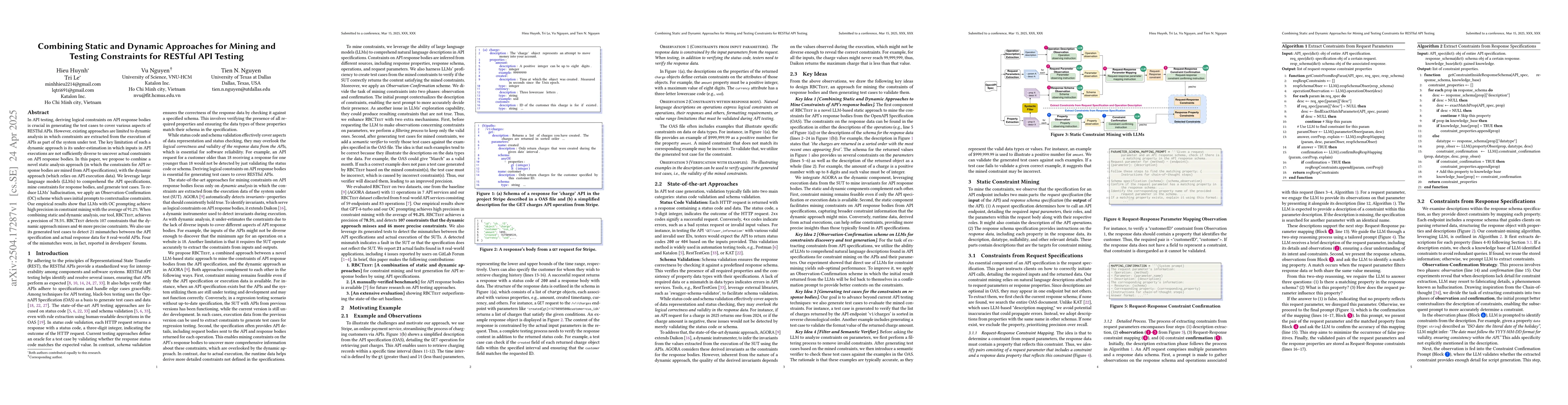 Thumbnail for Combining Static and Dynamic Approaches for Mining and Testing
  Constraints for RESTful API Testing