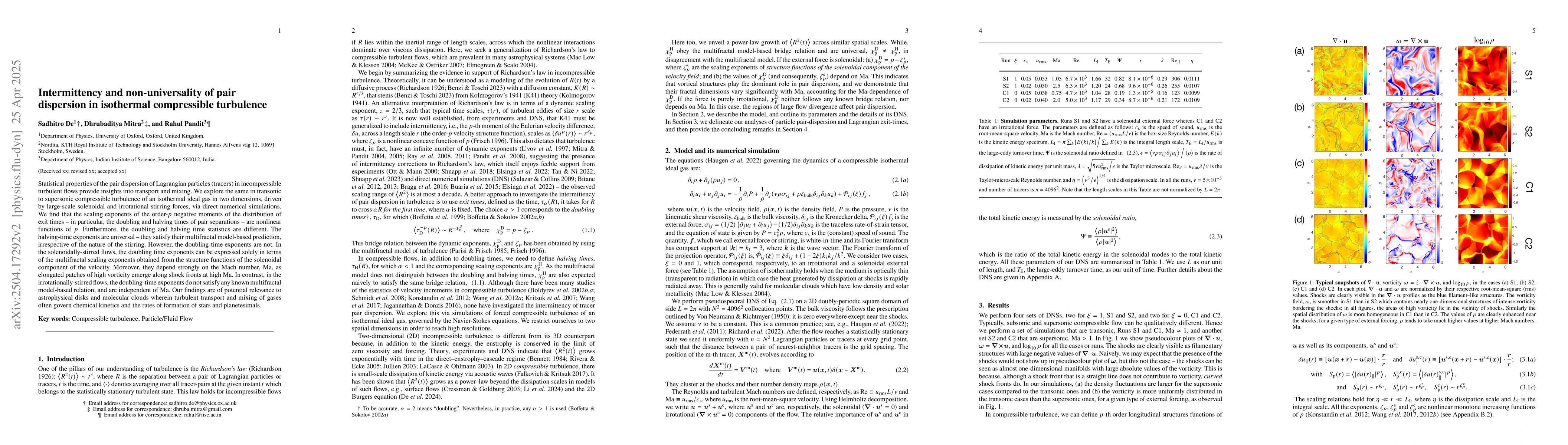 Thumbnail for Intermittency and non-universality of pair dispersion in isothermal
  compressible turbulence