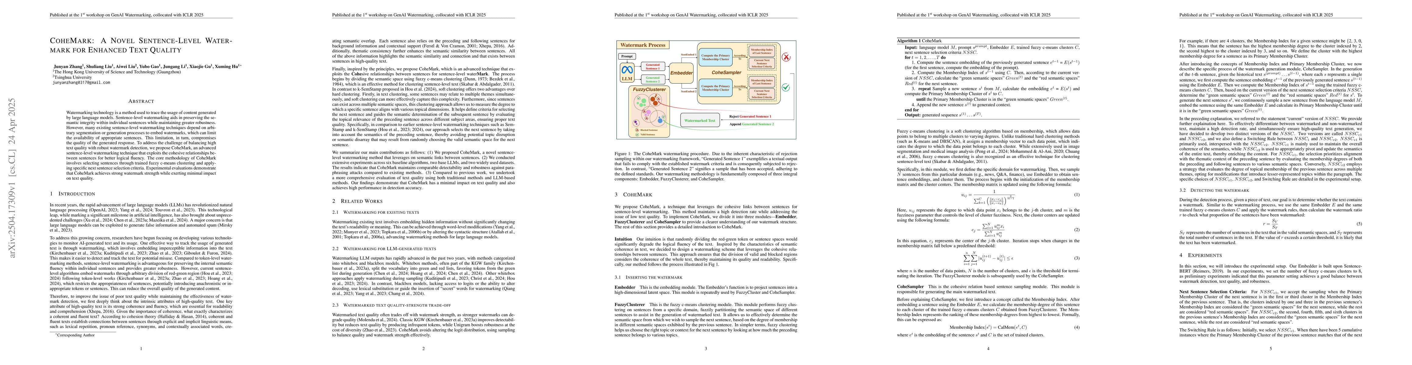 Thumbnail for CoheMark: A Novel Sentence-Level Watermark for Enhanced Text Quality