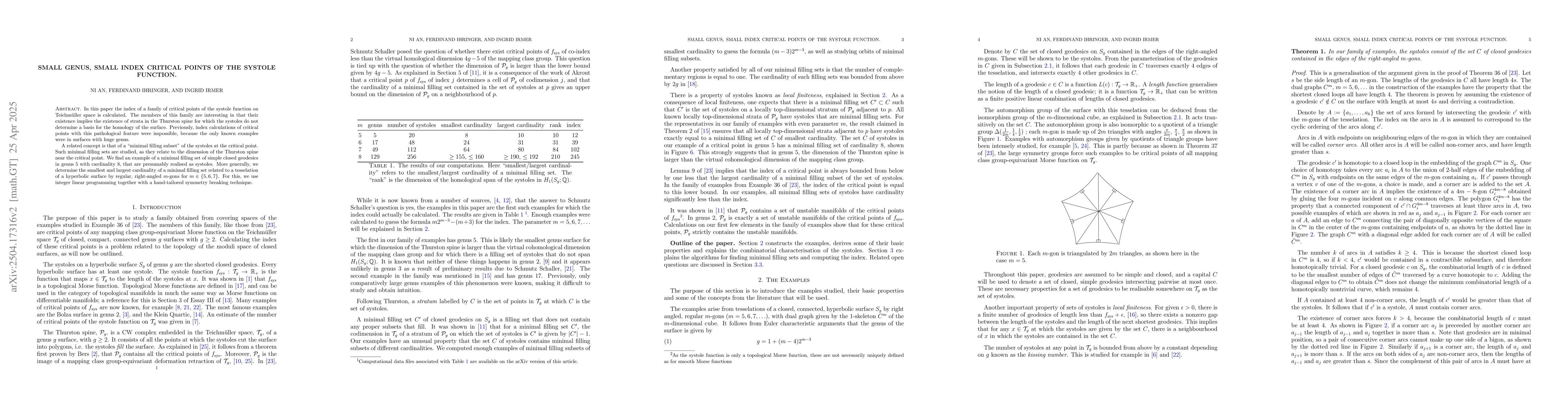 Thumbnail for Small genus, small index critical points of the systole function