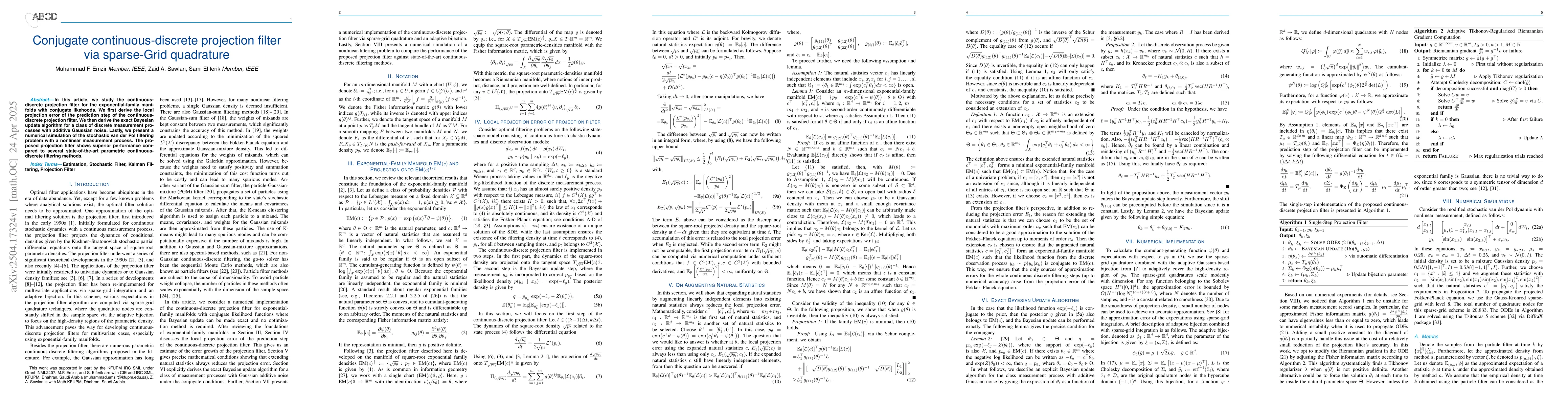 Thumbnail for Conjugate continuous-discrete projection filter via sparse-Grid
  quadrature