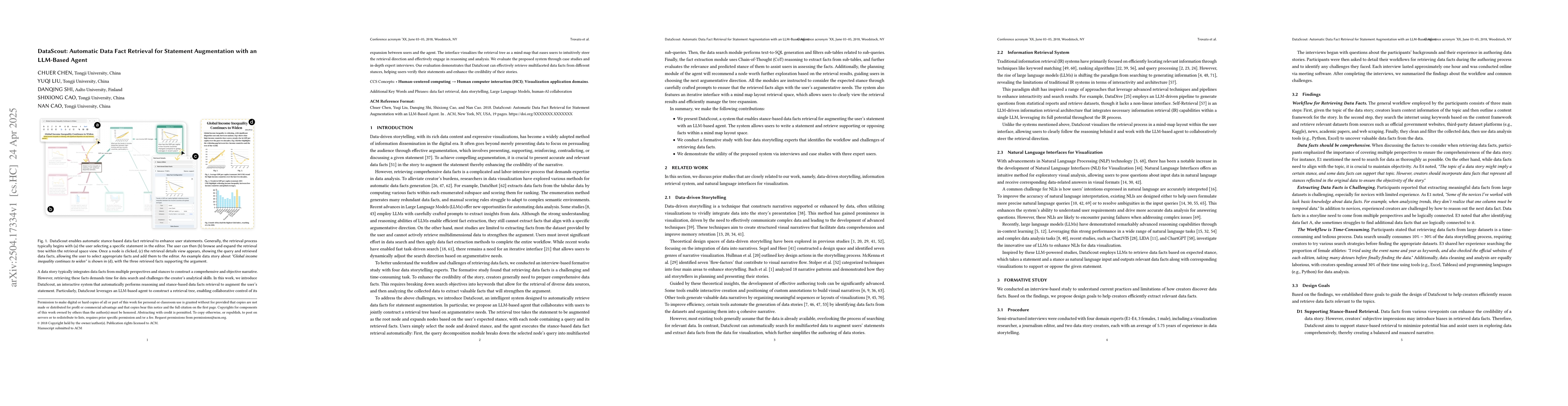 Thumbnail for DataScout: Automatic Data Fact Retrieval for Statement Augmentation with
  an LLM-Based Agent