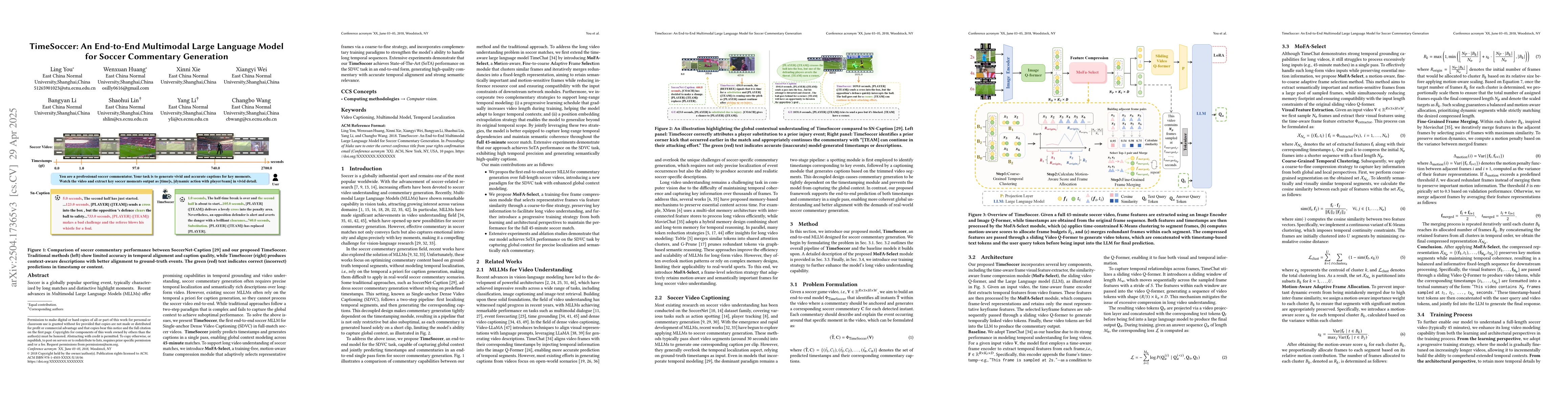Thumbnail for TimeSoccer: An End-to-End Multimodal Large Language Model for Soccer
  Commentary Generation