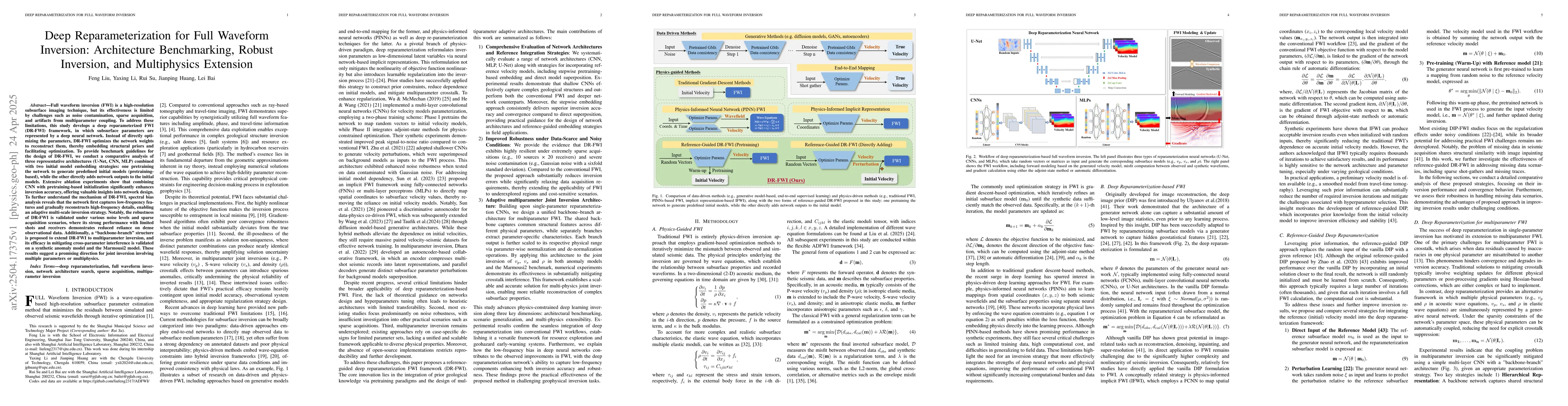 Thumbnail for Deep Reparameterization for Full Waveform Inversion: Architecture
  Benchmarking, Robust Inversion, and Multiphysics Extension