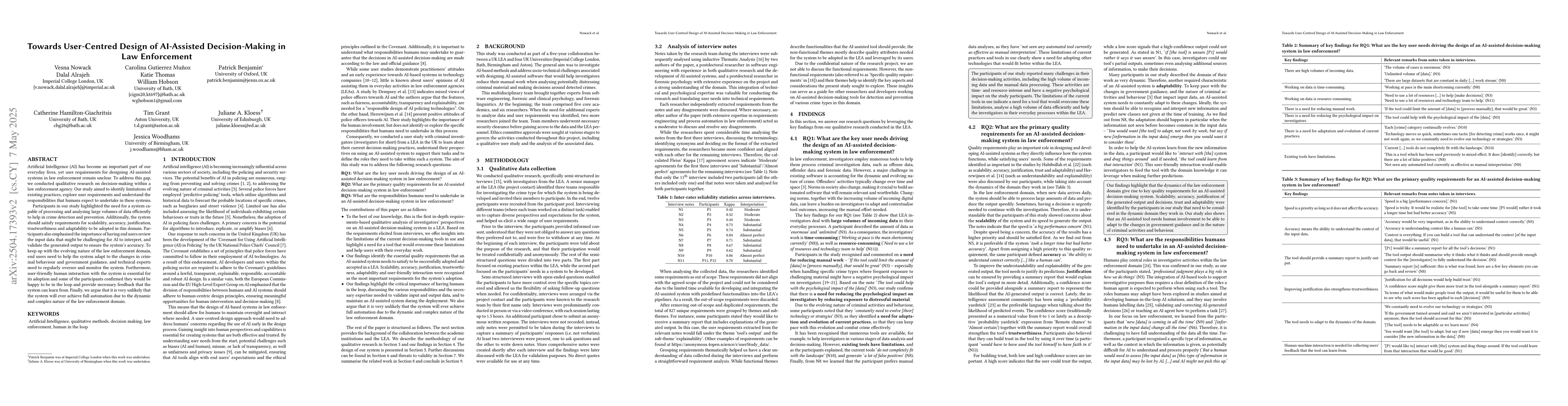 Thumbnail for Towards User-Centred Design of AI-Assisted Decision-Making in Law
  Enforcement