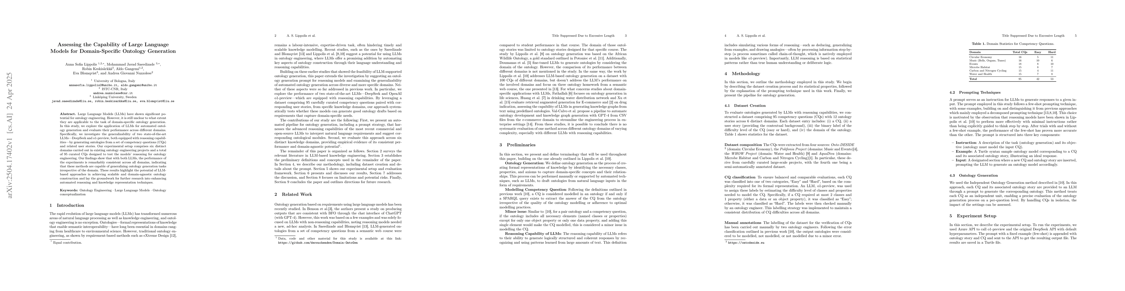 Thumbnail for Assessing the Capability of Large Language Models for Domain-Specific
  Ontology Generation