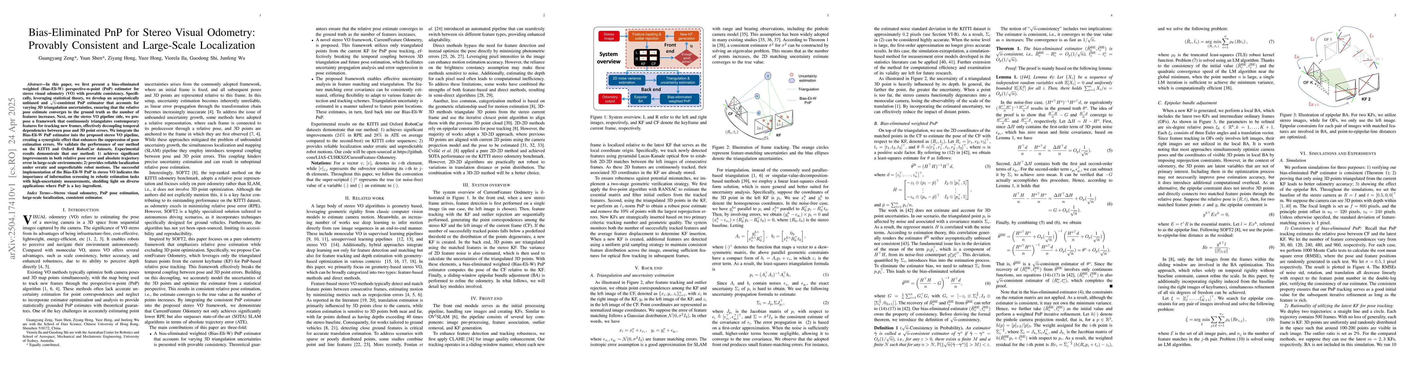 Thumbnail for Bias-Eliminated PnP for Stereo Visual Odometry: Provably Consistent and
  Large-Scale Localization