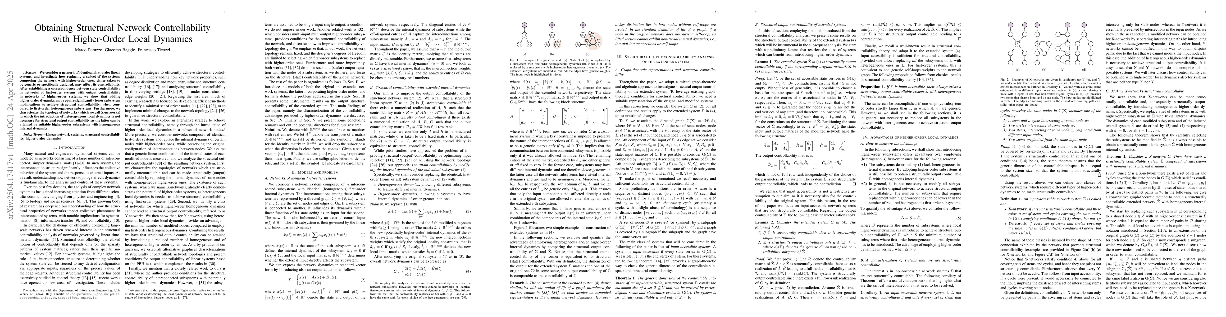 Thumbnail for Obtaining Structural Network Controllability with Higher-Order Local
  Dynamics