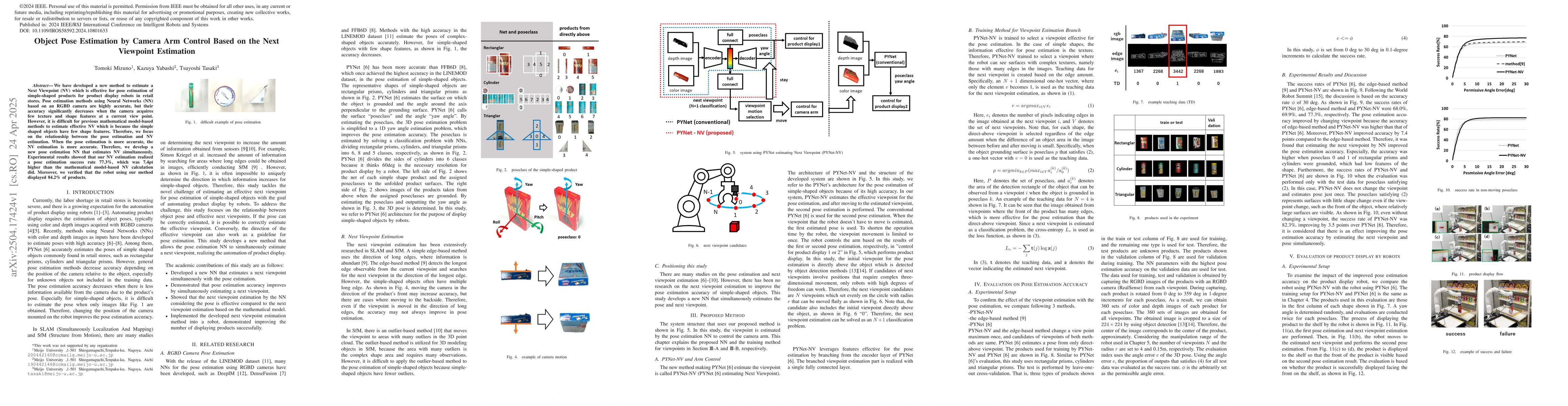 Thumbnail for Object Pose Estimation by Camera Arm Control Based on the Next Viewpoint
  Estimation