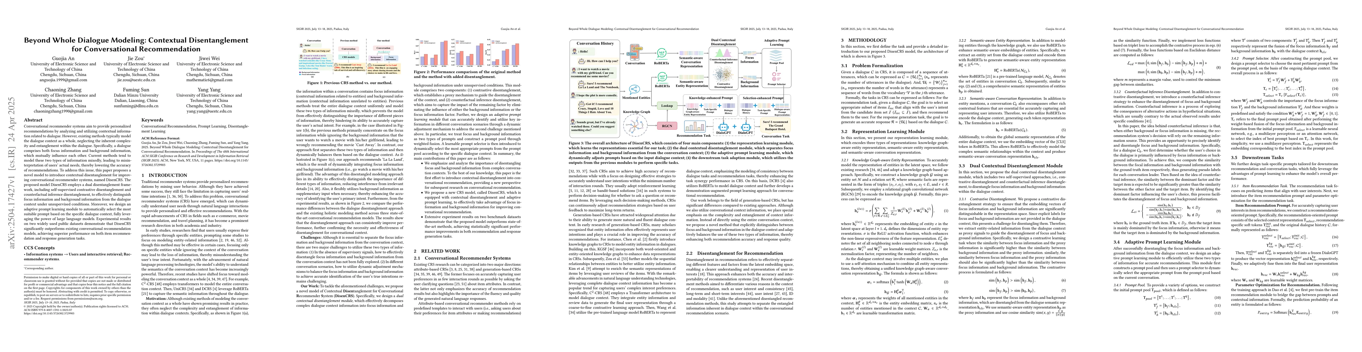 Thumbnail for Beyond Whole Dialogue Modeling: Contextual Disentanglement for
  Conversational Recommendation