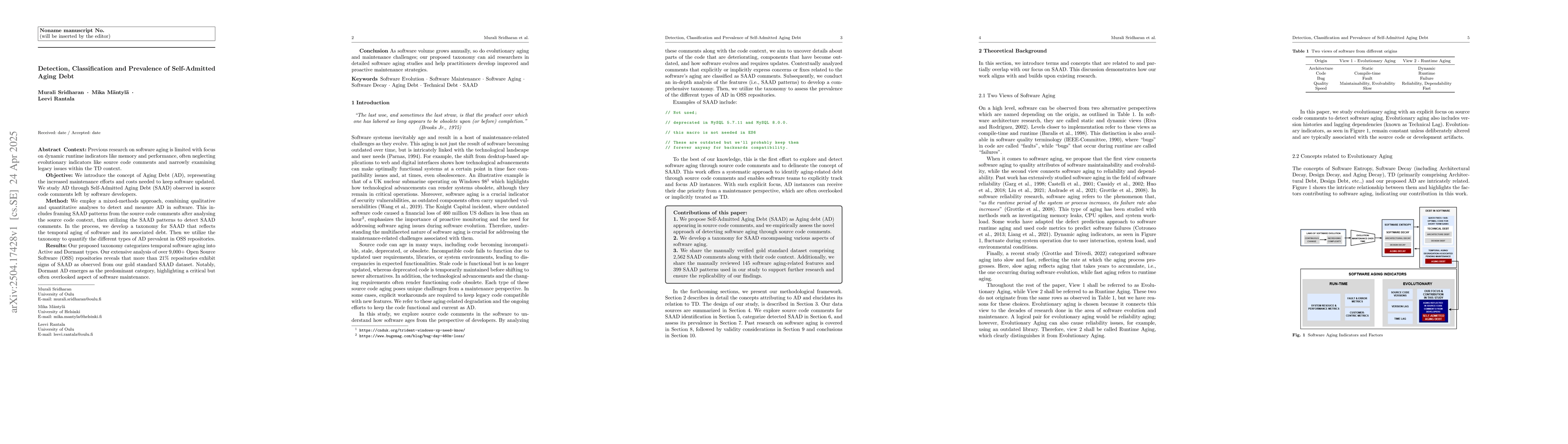 Thumbnail for Detection, Classification and Prevalence of Self-Admitted Aging Debt