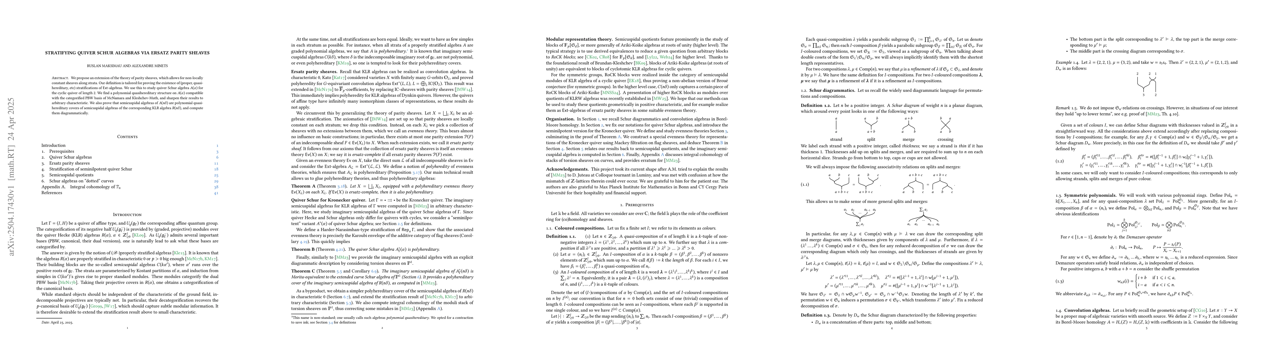 Thumbnail for Stratifying quiver Schur algebras via ersatz parity sheaves
