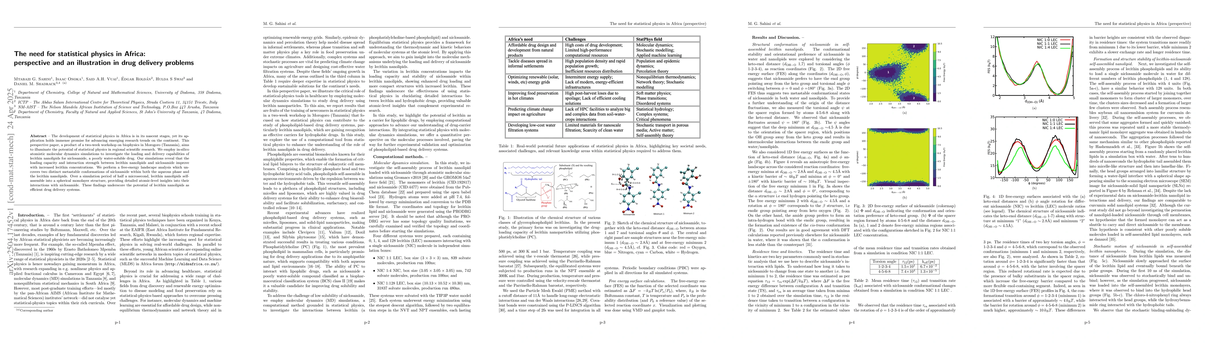 Thumbnail for The need for statistical physics in Africa: perspective and an
  illustration in drug delivery problems