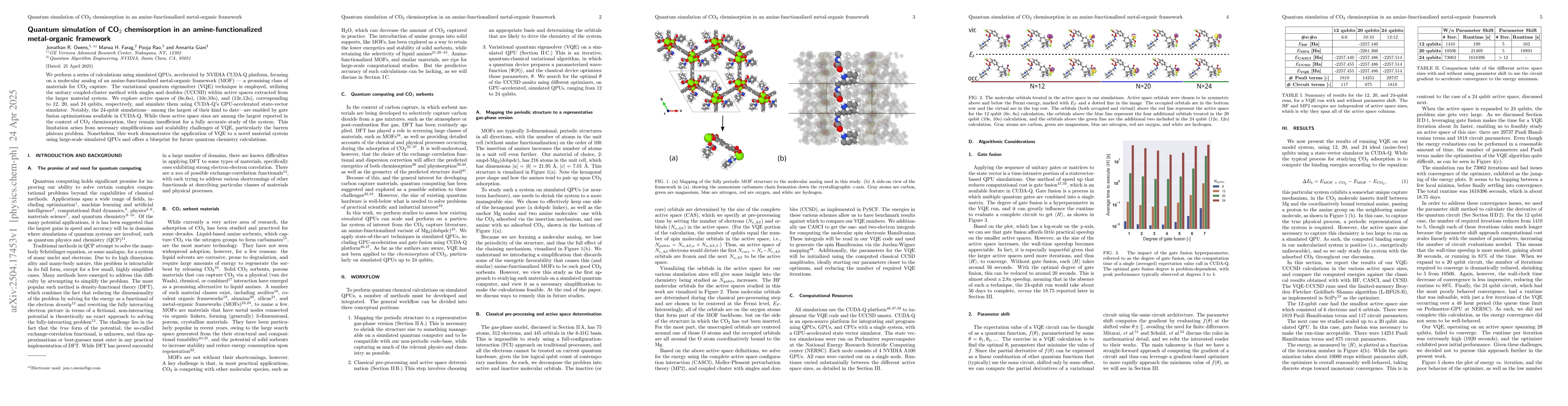 Thumbnail for Quantum simulation of CO$_2$ chemisorption in an amine-functionalized
  metal-organic framework