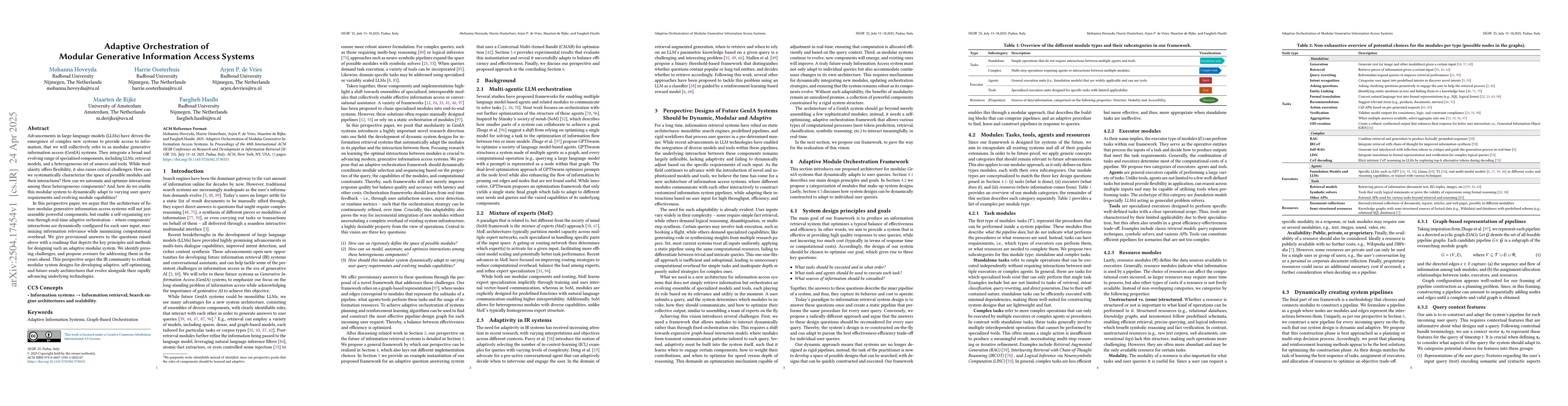 Thumbnail for Adaptive Orchestration of Modular Generative Information Access Systems