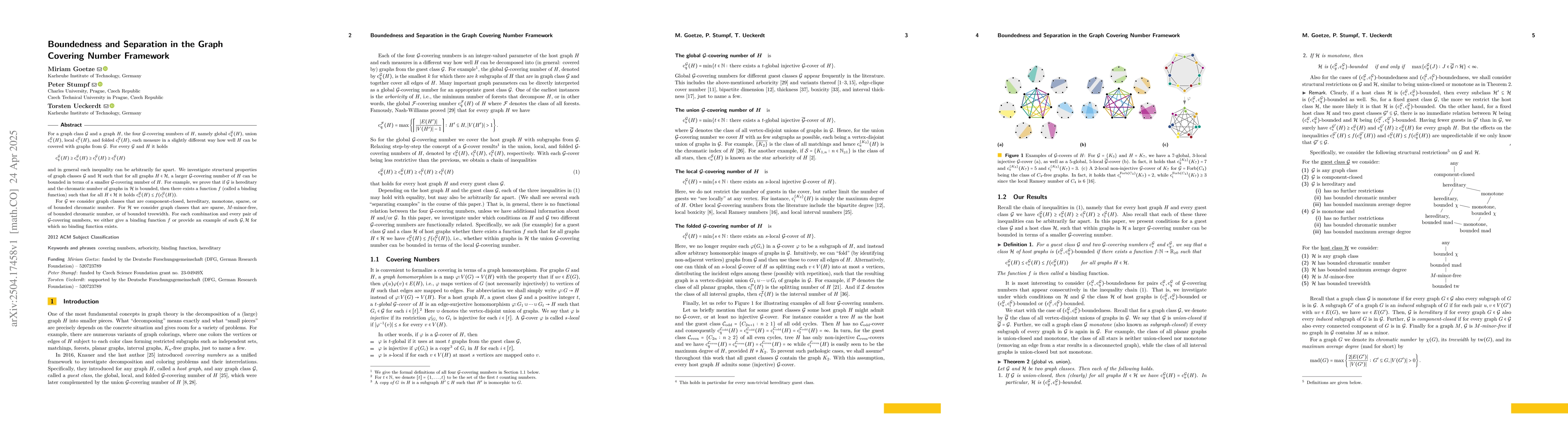 Thumbnail for Boundedness and Separation in the Graph Covering Number Framework