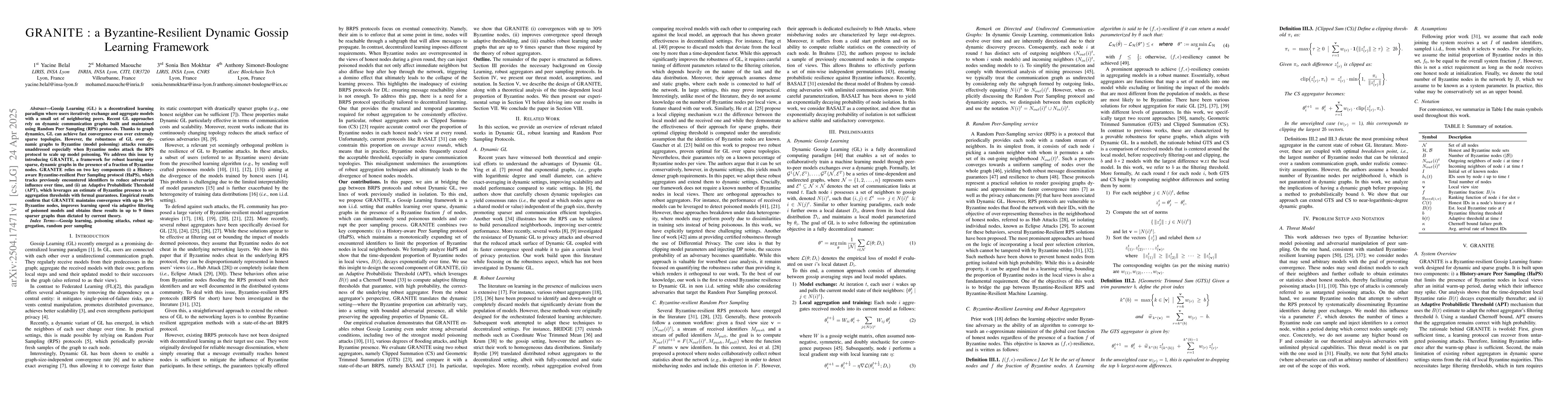 Thumbnail for GRANITE : a Byzantine-Resilient Dynamic Gossip Learning Framework