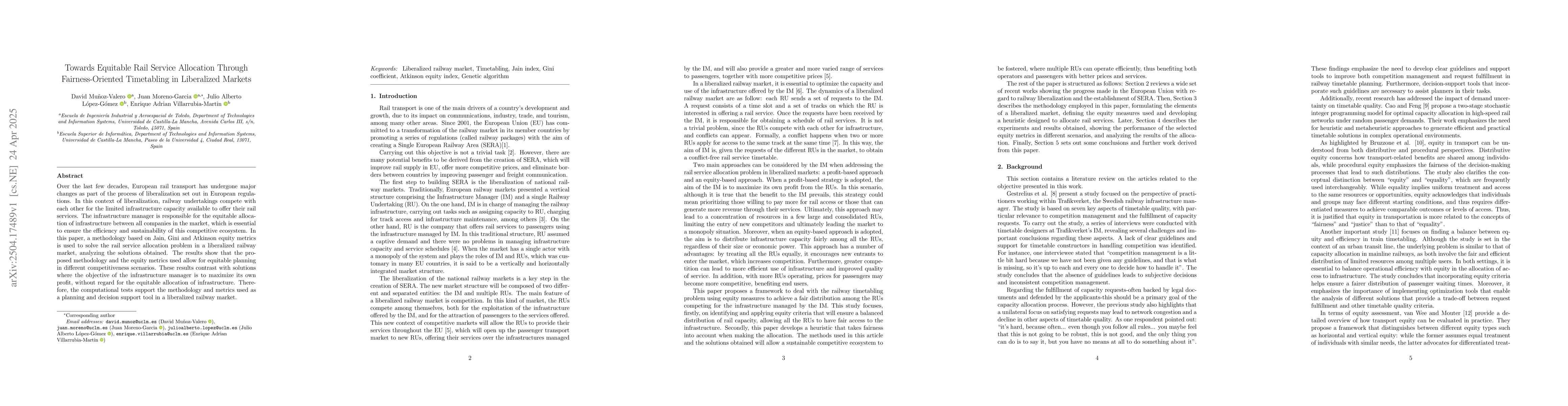 Thumbnail for Towards Equitable Rail Service Allocation Through Fairness-Oriented
  Timetabling in Liberalized Markets