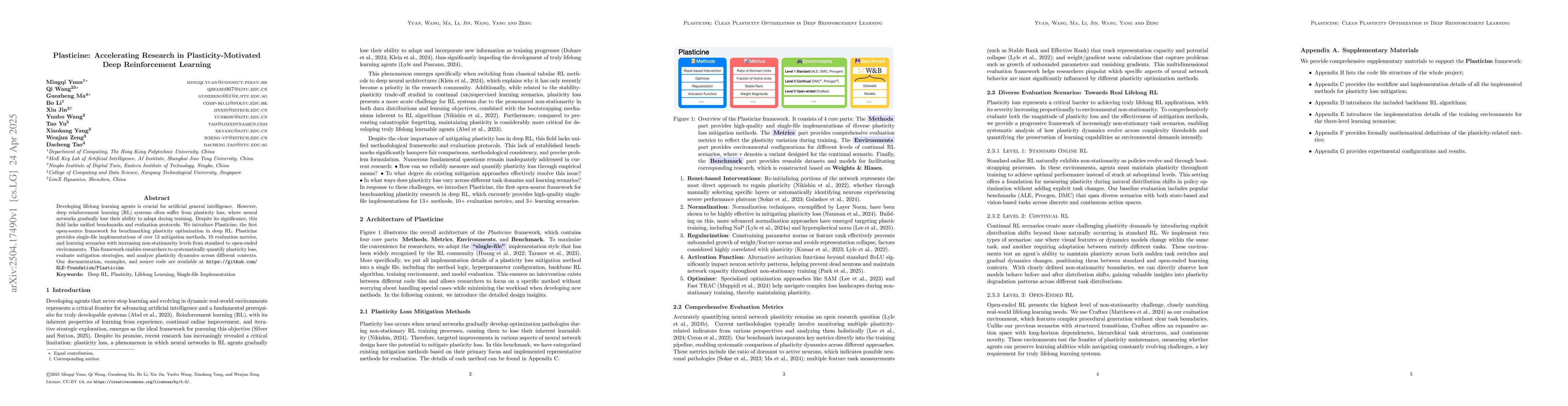 Thumbnail for Plasticine: Accelerating Research in Plasticity-Motivated Deep
  Reinforcement Learning