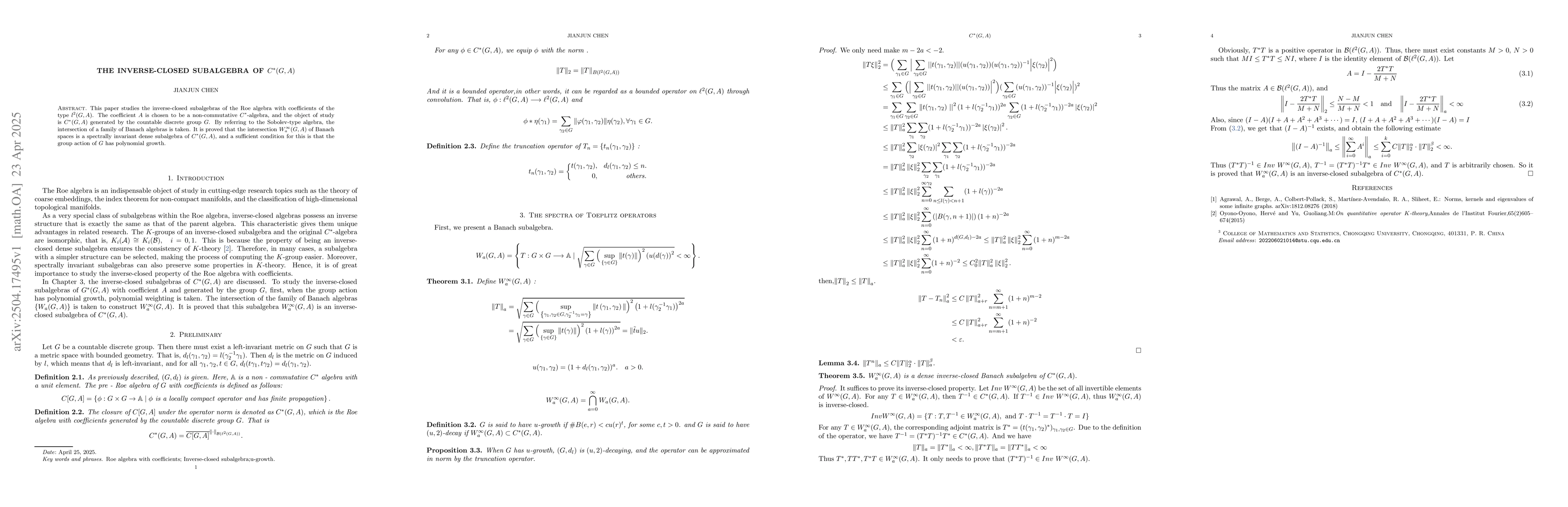 Thumbnail for The inverse-closed subalgebra of $C^{*}(G,A)$