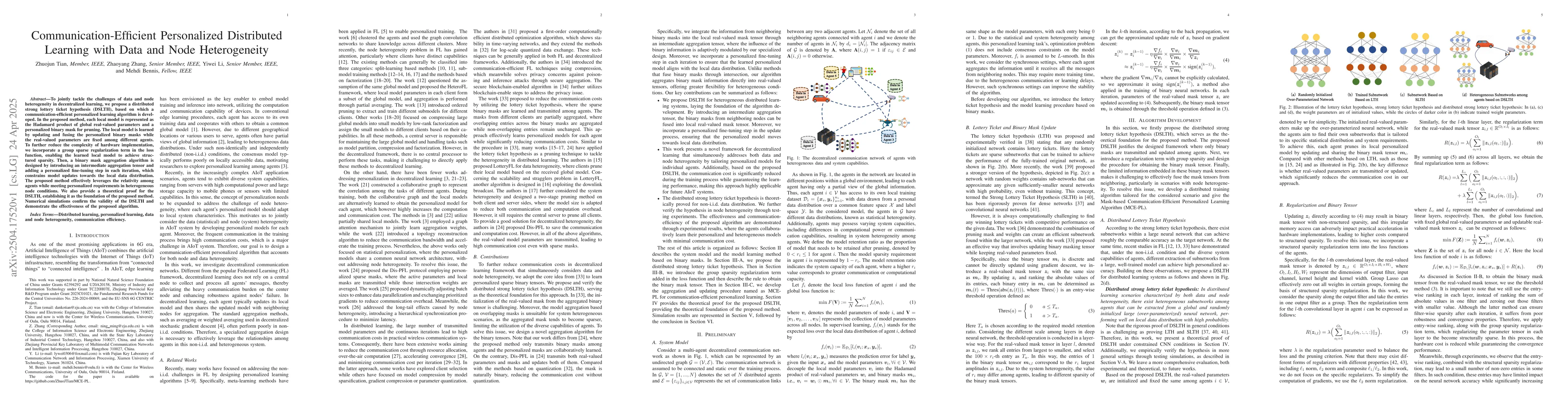 Thumbnail for Communication-Efficient Personalized Distributed Learning with Data and
  Node Heterogeneity