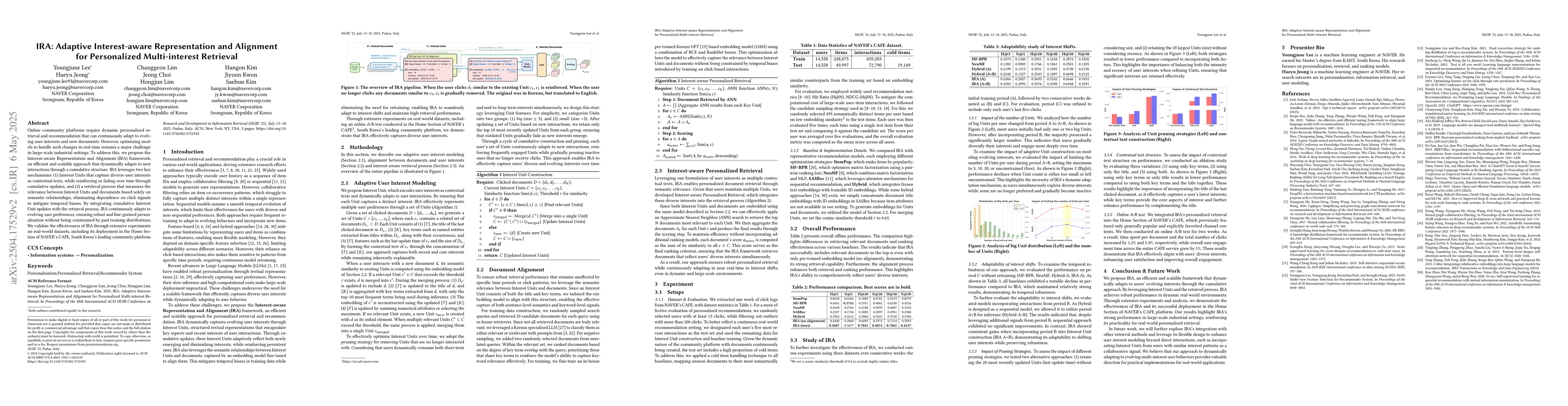 Thumbnail for IRA: Adaptive Interest-aware Representation and Alignment for
  Personalized Multi-interest Retrieval
