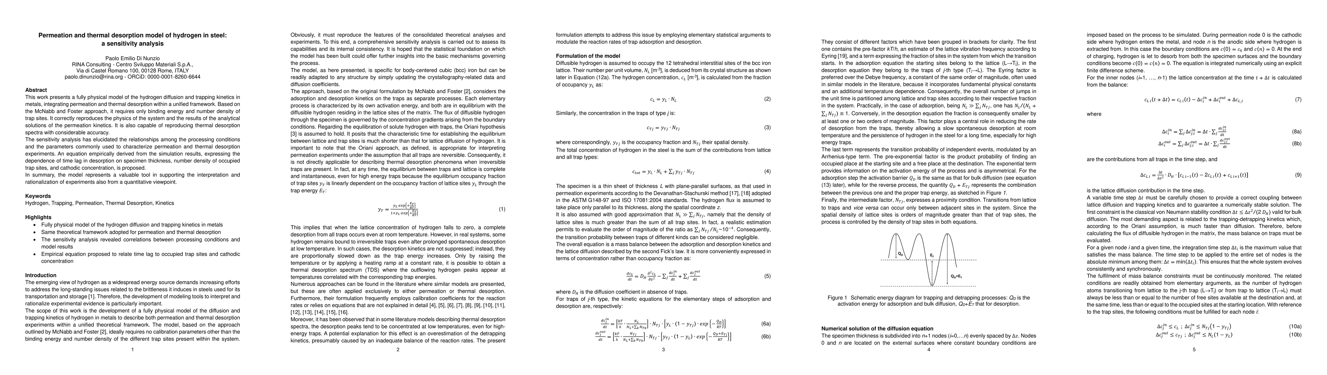 Thumbnail for Permeation and thermal desorption model of hydrogen in steel: a
  sensitivity analysis
