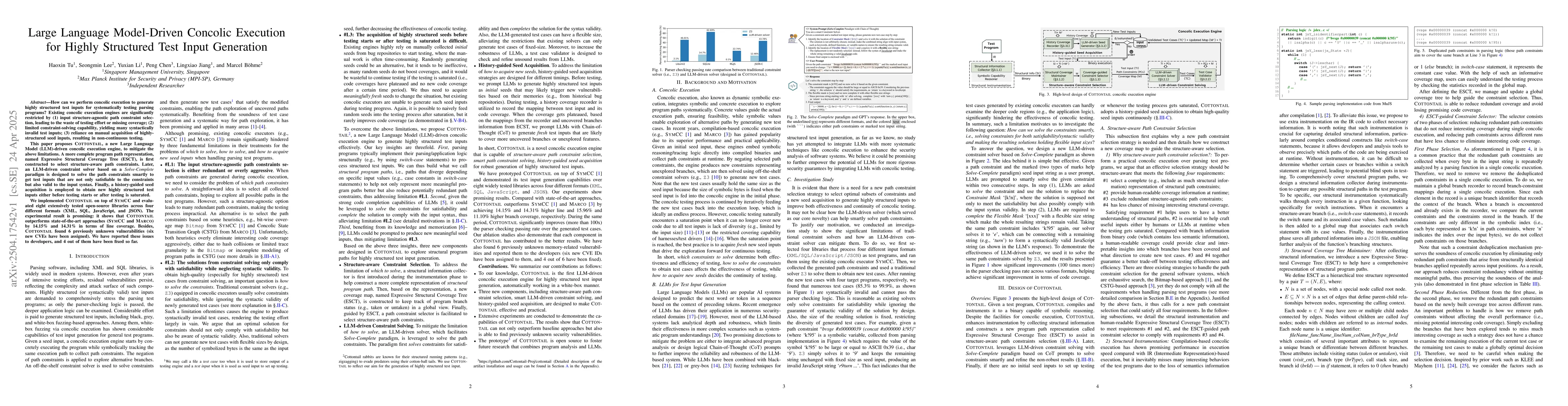 Thumbnail for Large Language Model-Driven Concolic Execution for Highly Structured
  Test Input Generation