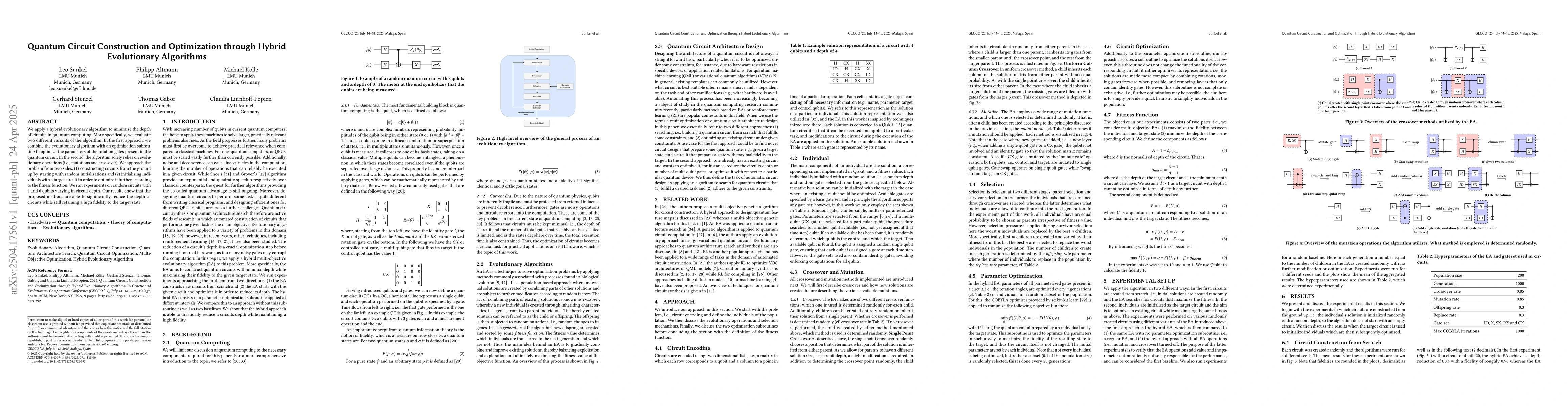 Thumbnail for Quantum Circuit Construction and Optimization through Hybrid
  Evolutionary Algorithms