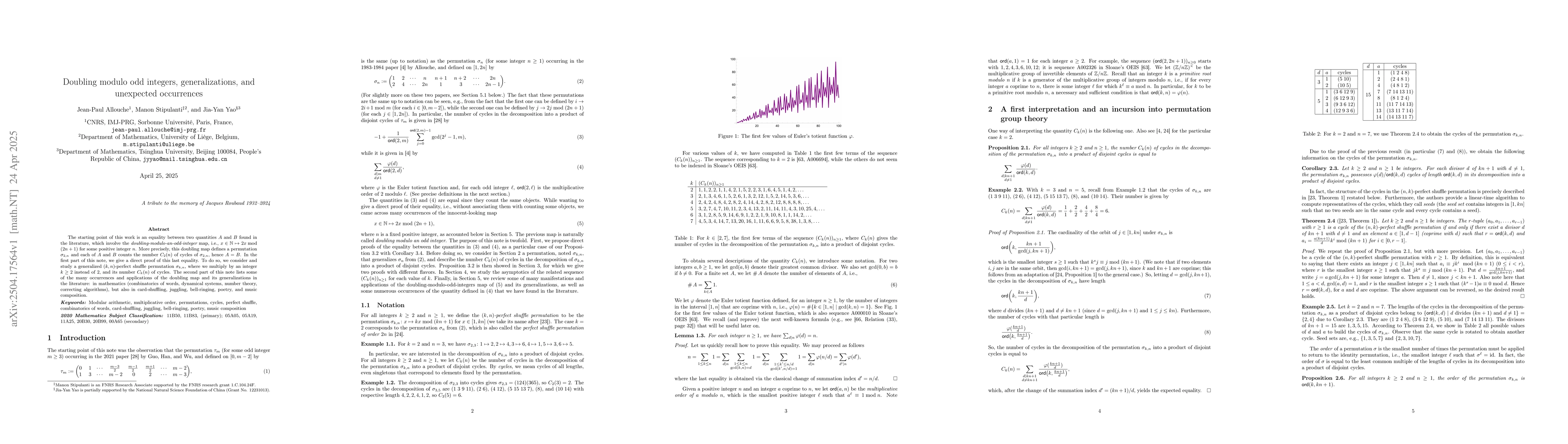 Thumbnail for Doubling modulo odd integers, generalizations, and unexpected
  occurrences