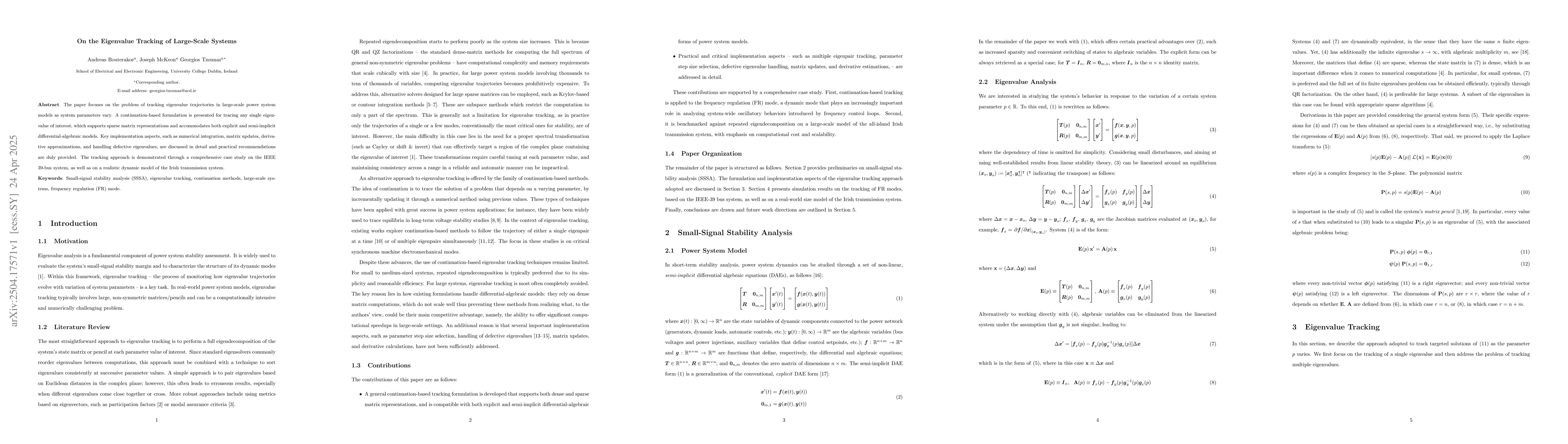 Thumbnail for On the Eigenvalue Tracking of Large-Scale Systems