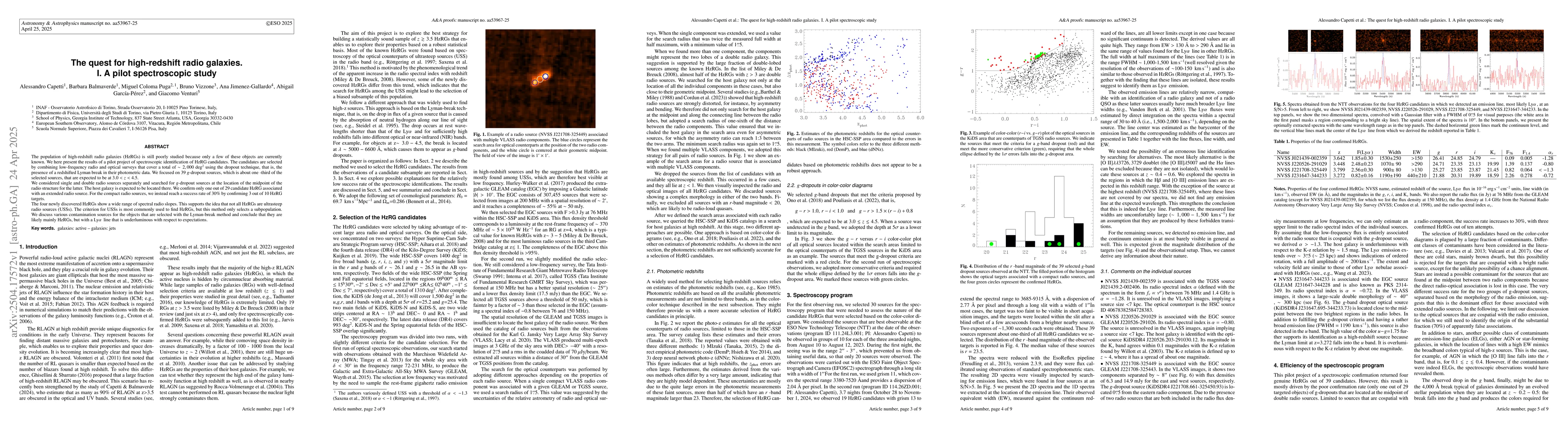 Thumbnail for The quest for high-redshift radio galaxies. I. A pilot spectroscopic
  study