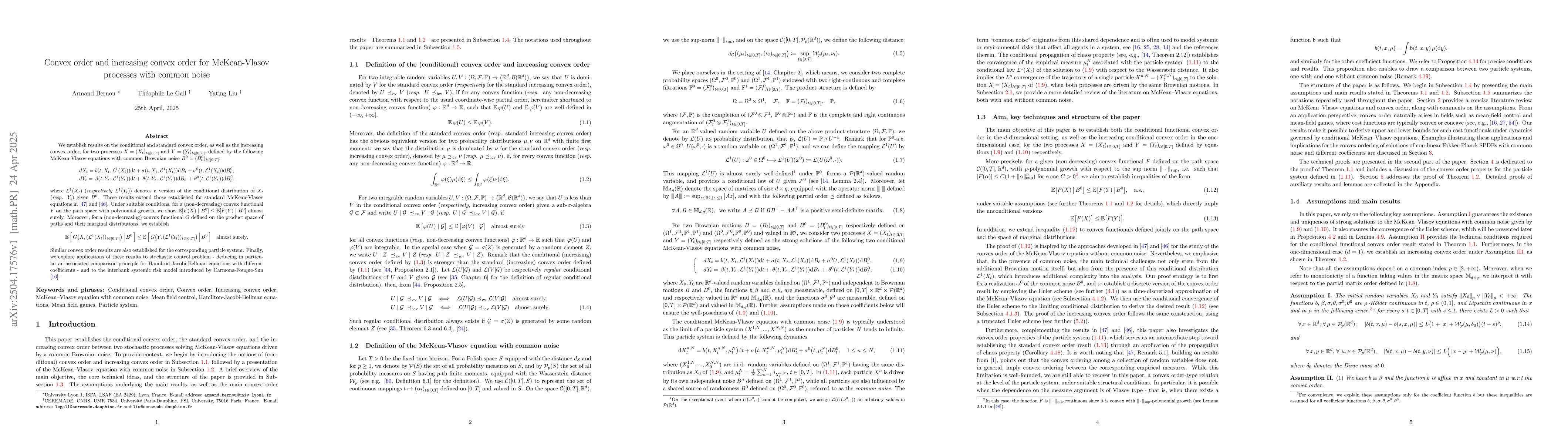 Thumbnail for Convex order and increasing convex order for McKean-Vlasov processes
  with common noise