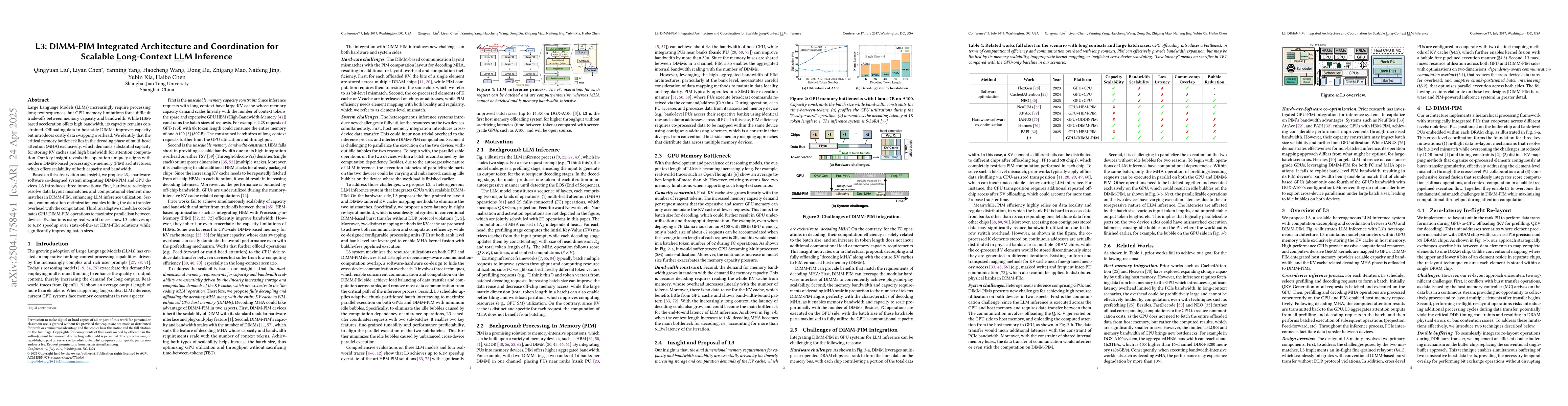 Thumbnail for L3: DIMM-PIM Integrated Architecture and Coordination for Scalable
  Long-Context LLM Inference