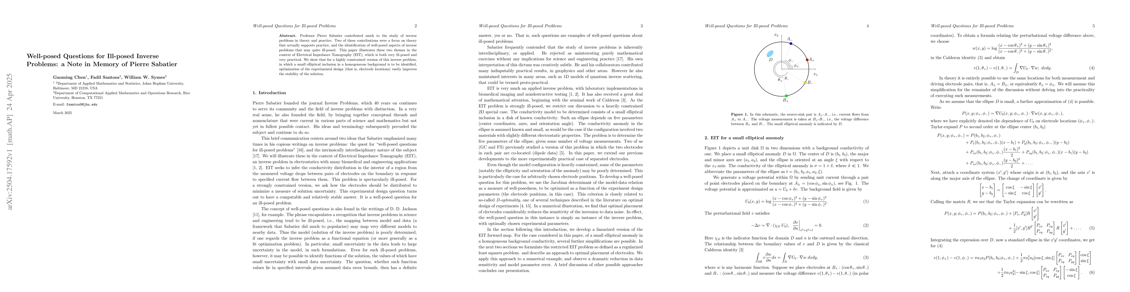 Thumbnail for Well-posed Questions for Ill-posed Inverse Problems: a Note in Memory of
  Pierre Sabatier