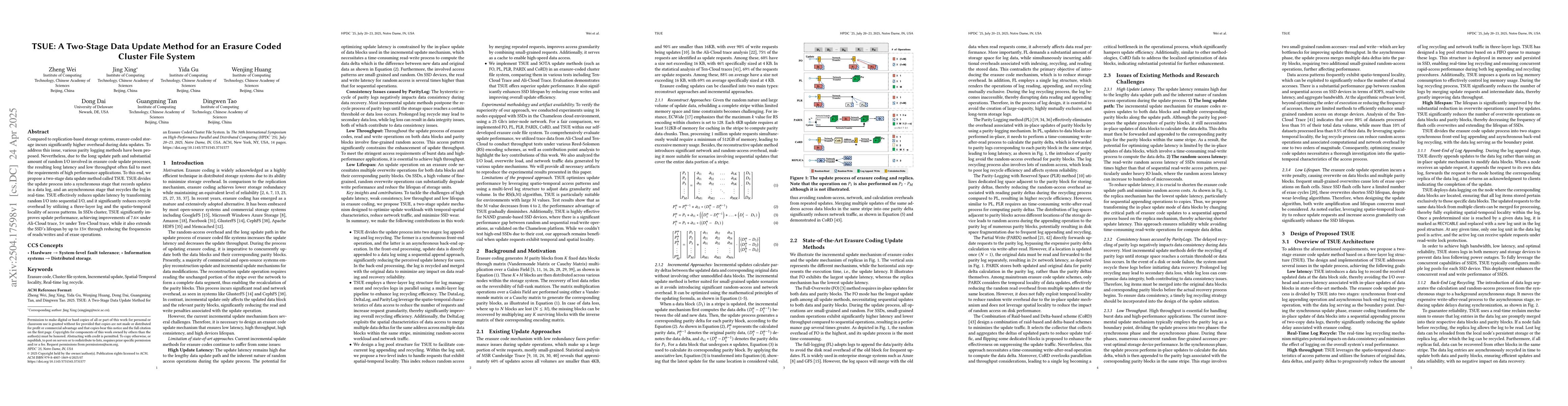 Thumbnail for TSUE: A Two-Stage Data Update Method for an Erasure Coded Cluster File
  System