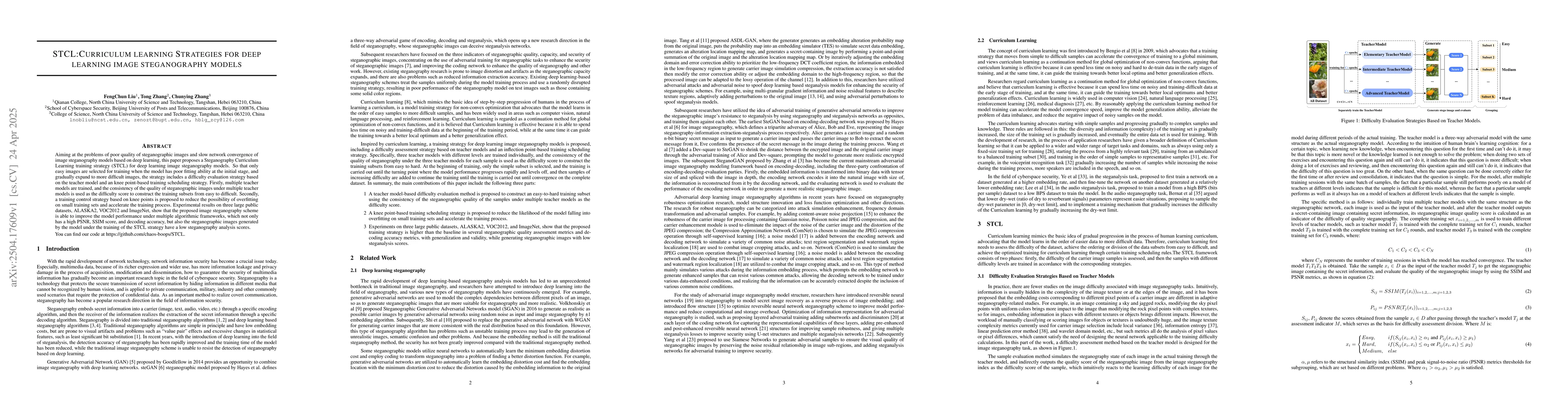 Thumbnail for STCL:Curriculum learning Strategies for deep learning image
  steganography models