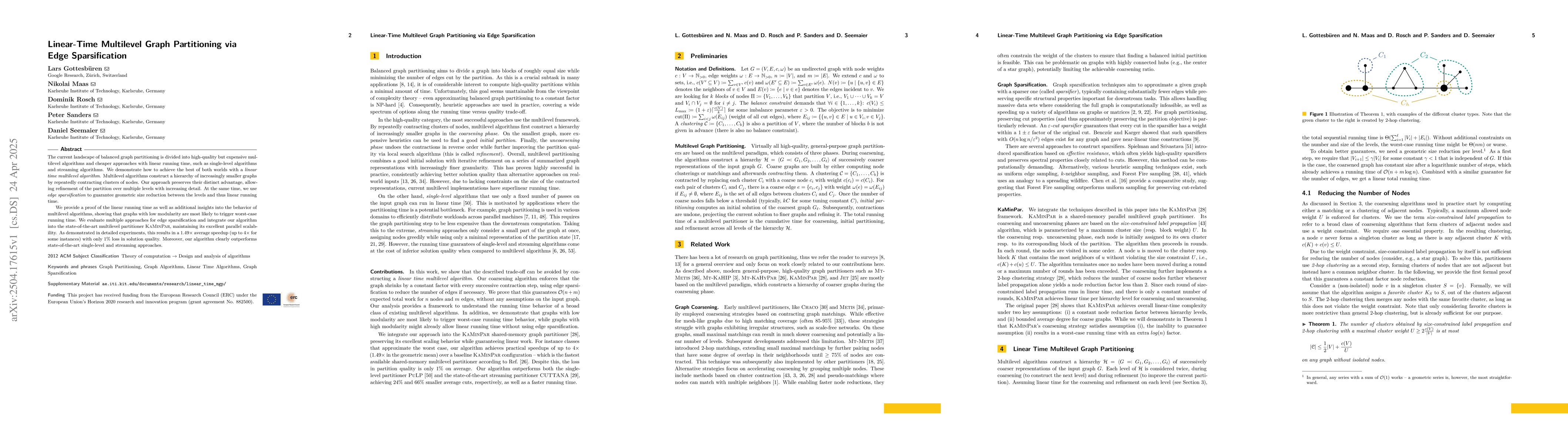Thumbnail for Linear-Time Multilevel Graph Partitioning via Edge Sparsification