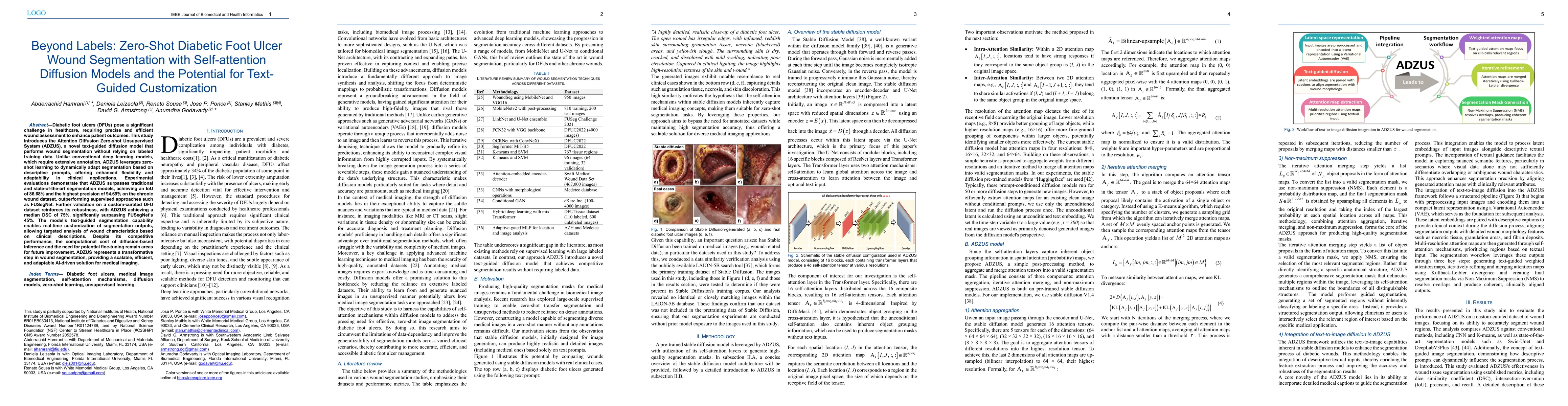 Thumbnail for Beyond Labels: Zero-Shot Diabetic Foot Ulcer Wound Segmentation with
  Self-attention Diffusion Models and the Potential for Text-Guided
  Customization