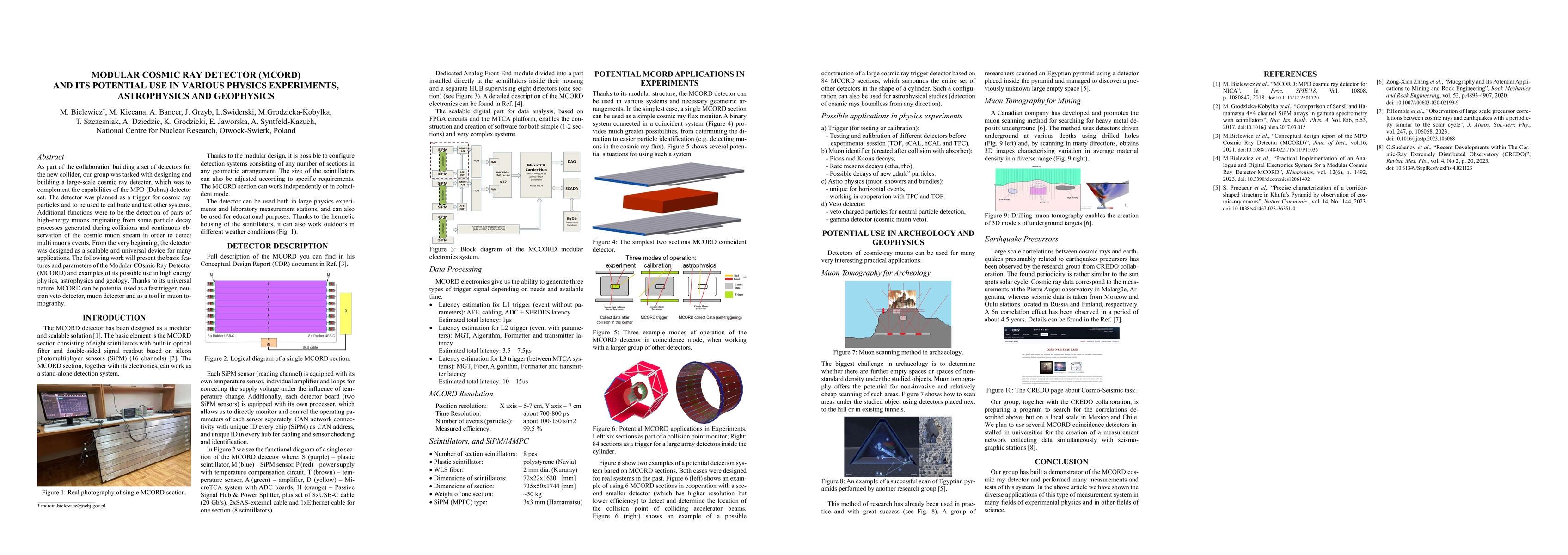 Thumbnail for Modular Cosmic Ray Detector (MCORD) and its Potential Use in Various
  Physics Experiments, Astrophysics and Geophysics
