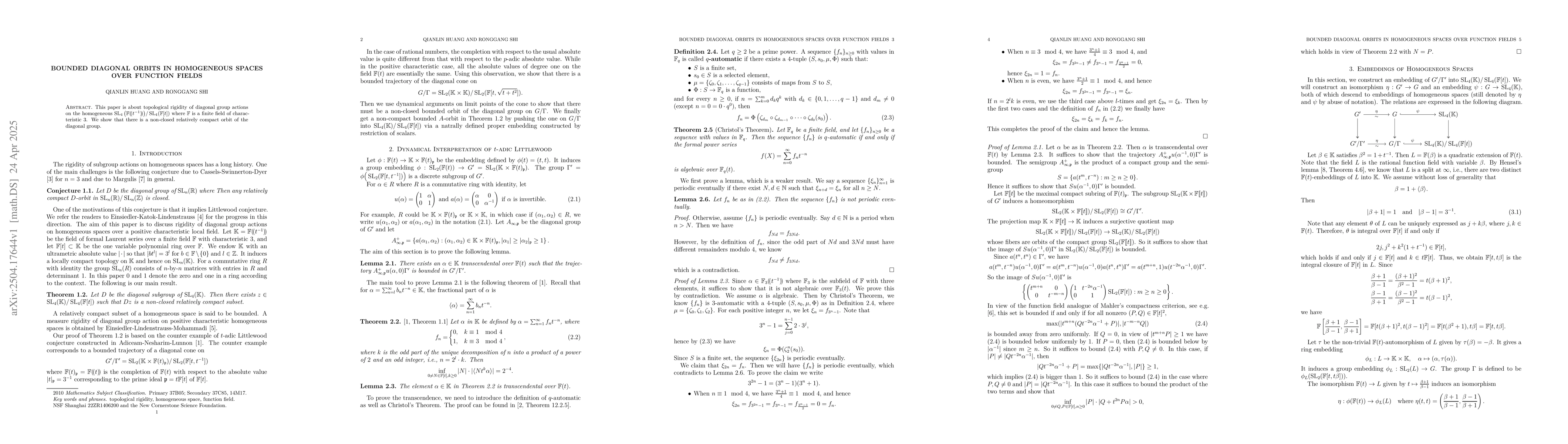 Thumbnail for Bounded diagonal orbits in homogeneous spaces over function fields