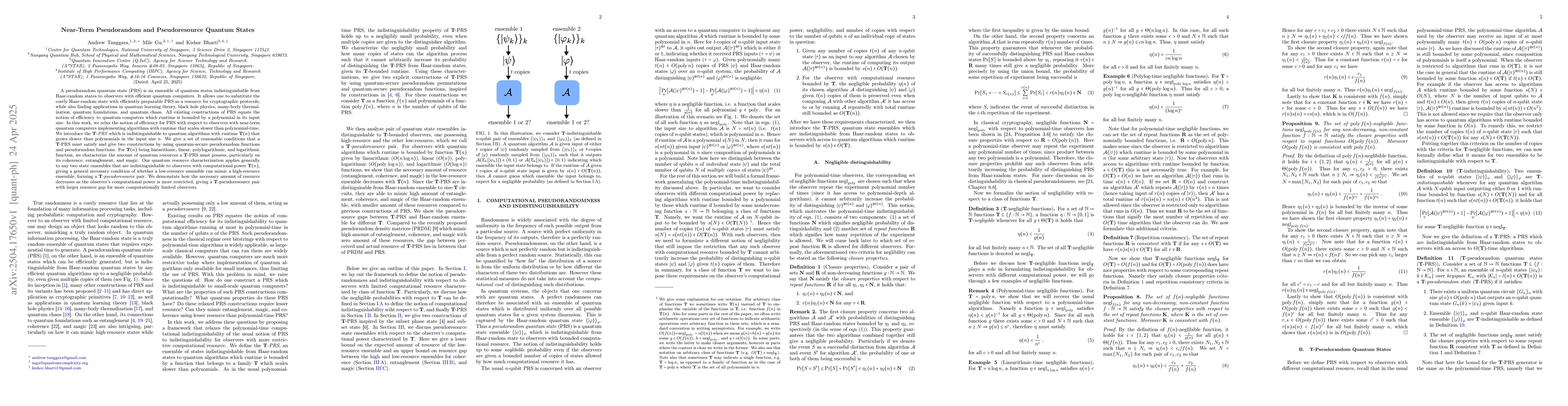 Thumbnail for Near-Term Pseudorandom and Pseudoresource Quantum States