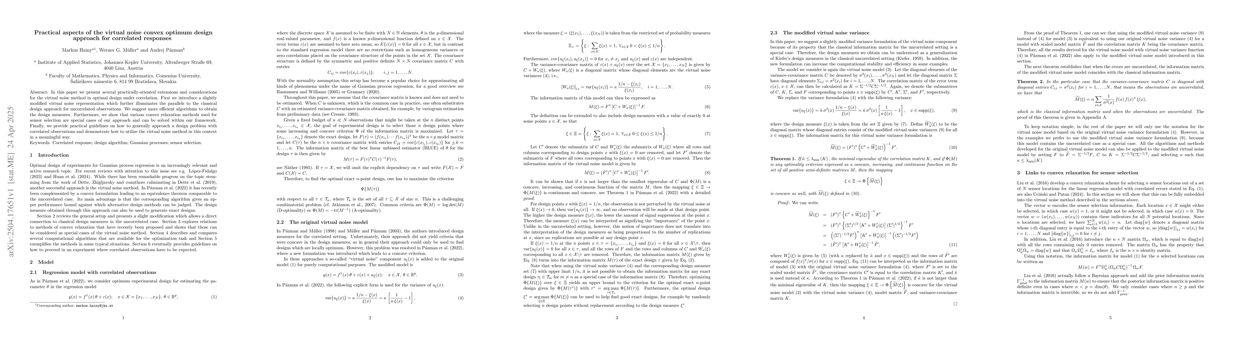 Thumbnail for Practical aspects of the virtual noise convex optimum design approach
  for correlated responses