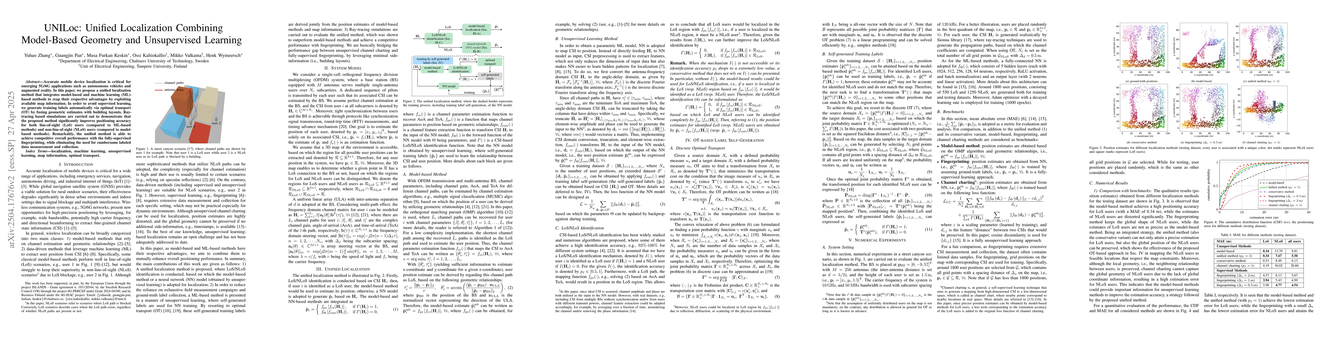 Thumbnail for UNILoc: Unified Localization Combining Model-Based Geometry and
  Unsupervised Learning
