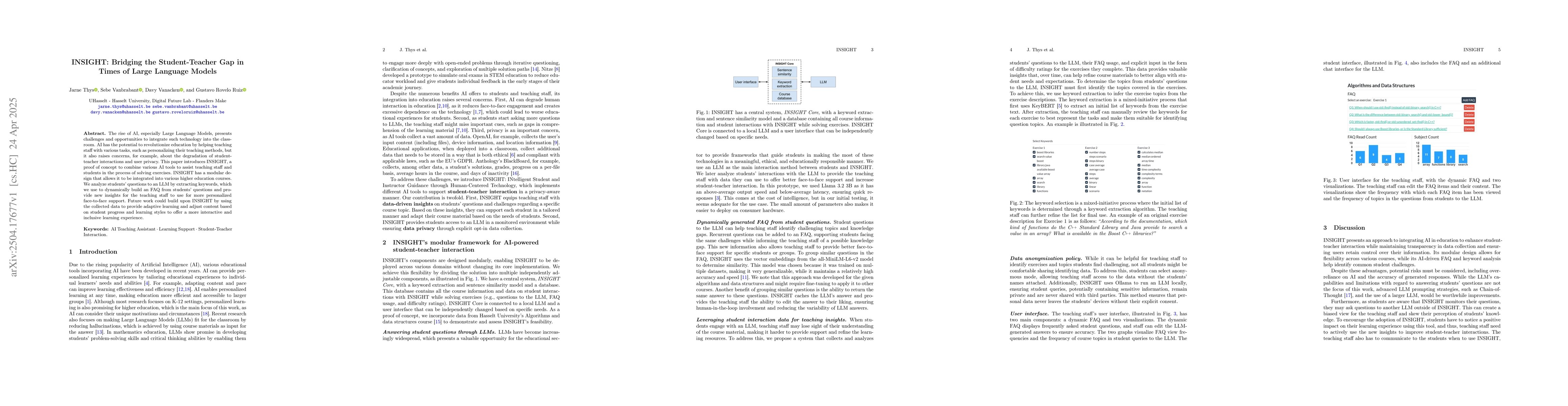 Thumbnail for INSIGHT: Bridging the Student-Teacher Gap in Times of Large Language
  Models