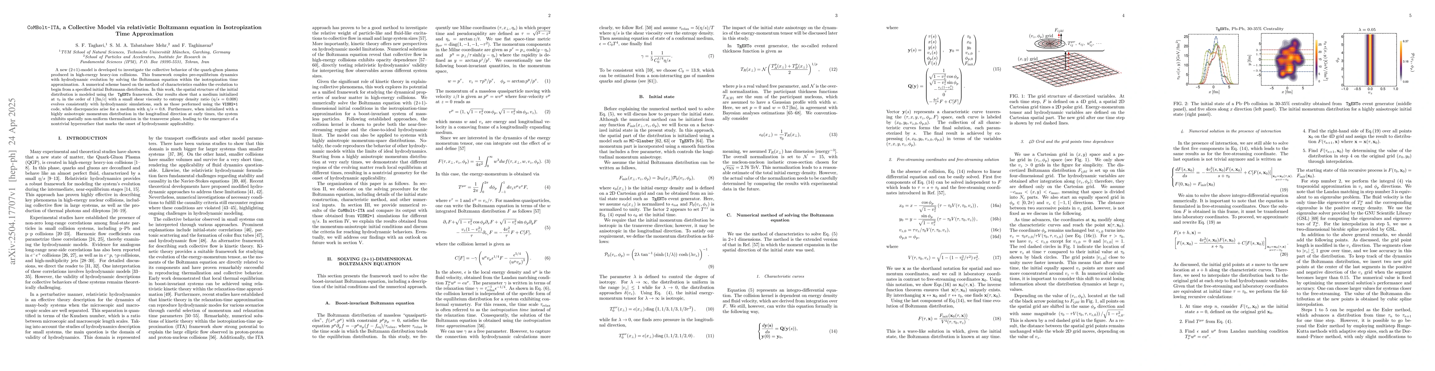 Thumbnail for CoMBolt-ITA, a Collective Model via relativistic Boltzmann equation in
  Isotropization Time Approximation
