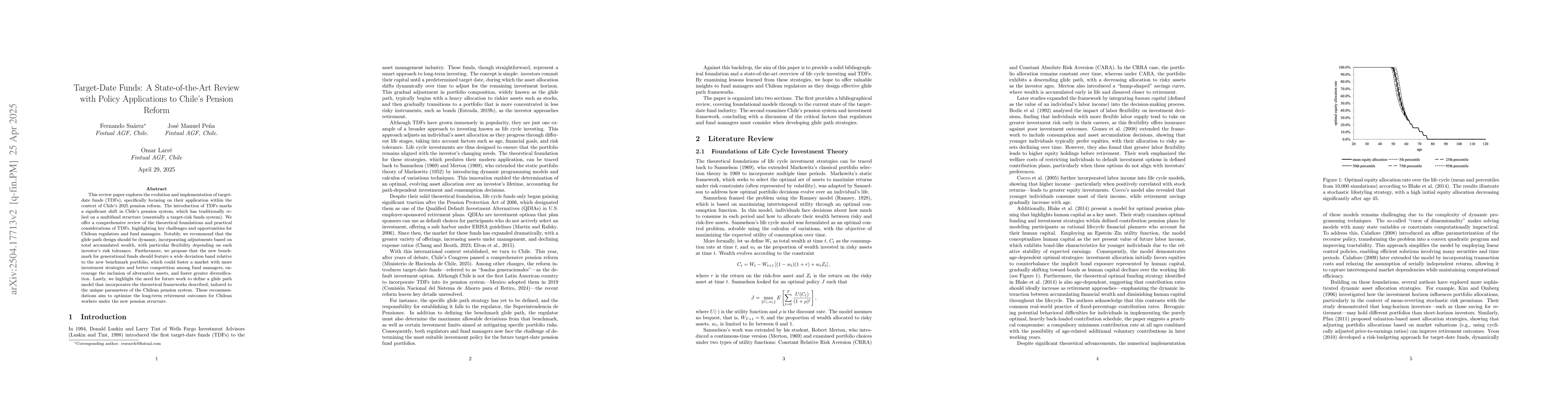 Thumbnail for Target-Date Funds: A State-of-the-Art Review with Policy Applications to
  Chile's Pension Reform