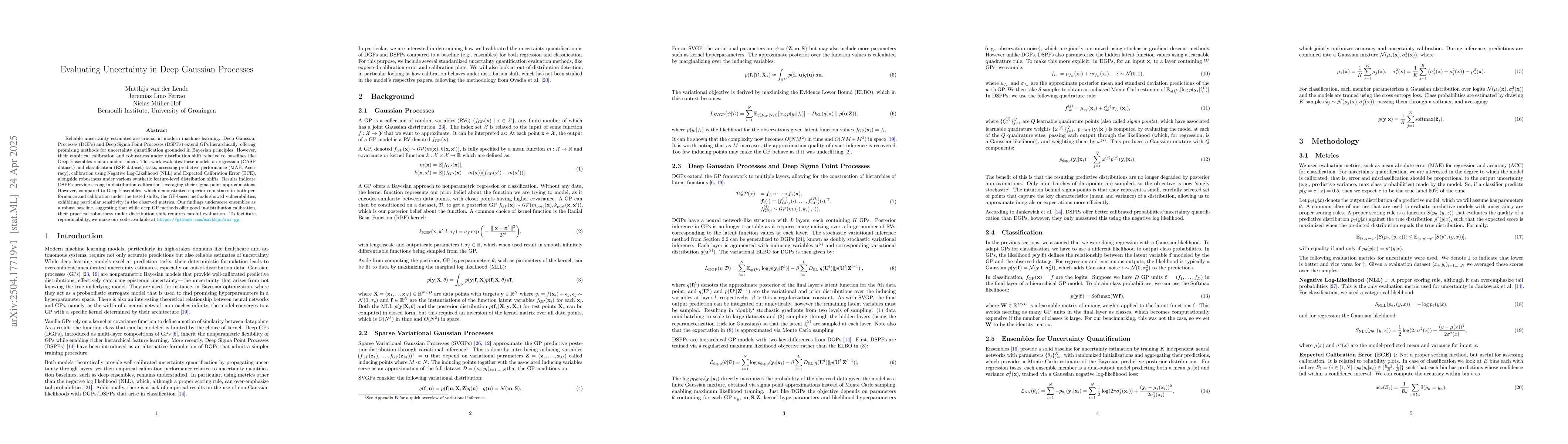 Thumbnail for Evaluating Uncertainty in Deep Gaussian Processes